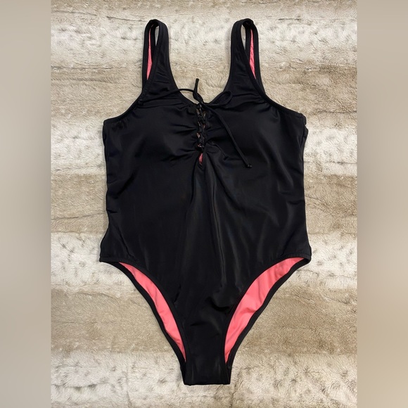 NWOT 💖PINK by Victoria's Secret One Piece Lace Up Bathing Suit Size L - Picture 2 of 6